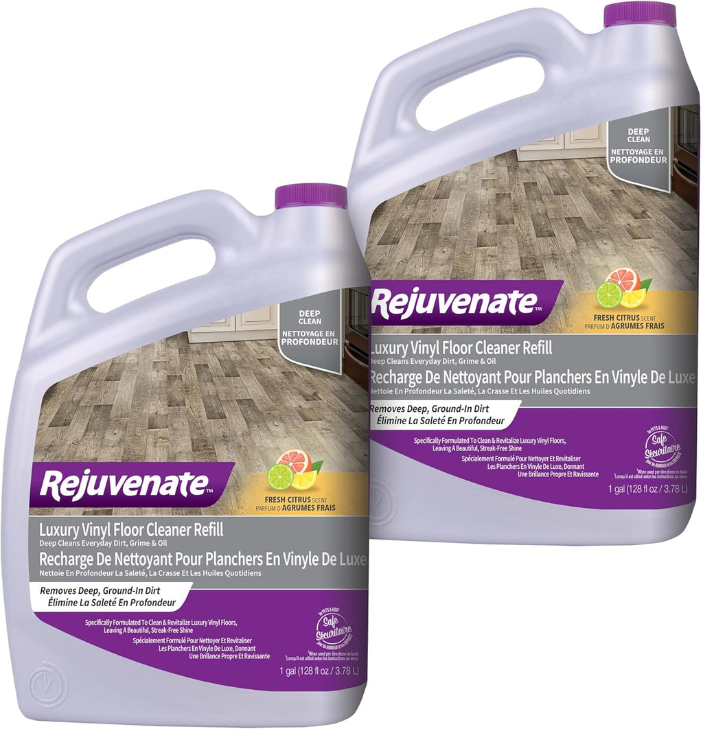 Rejuvenate Luxury Vinyl Floor Cleaner Refill, 1 Gallon, Gently Cleans and Revitalizes Luxury Vinyl Floors, 2 Pack