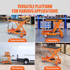 VEVOR Hydraulic Lift Table Cart, 330lbs Capacity 28.5" Lifting Height, Manual Single Scissor Lift Table with 4 Wheels and Non-Slip Pad, Hydraulic Scissor Cart for Material Handling and Transportation