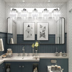 Aipsun Bathroom Light Fixtures Modern Vanity Light for Bathroom Crystal Chrome Vanity Light 5 Light (Exclude Bulb)