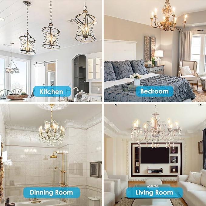 VOLIVO Dimmable E12 LED Candelabra Bulbs 60Watt Equivalent, 2700K Warm White, 500Lumens, 4.5W B11 Vintage Chandelier Light Bulbs, LED Filament Clear Glass Candle Lamp for Ceiling Fan Home, 12Pack