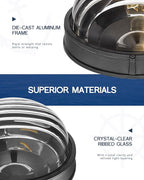 FEMILA 10" Modern Outdoor Wall Lantern, 2 Pack Nautical Outdoor Lighting, Bulkhead Sconce for Front Porch/Entry Light, Aluminum, Ripple Glass, ETL & UL Listed, 4FYX105FL-2 BK SW