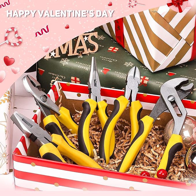 TOPLINE 5-Piece Pliers Set, Pliers Tool Set Included 8" Groove Joint, 7" Linesman, 6" Long Nose, 6" Slip Joint, 6" Diagonalfor Basic Home Maintenance