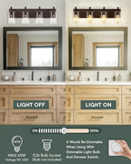 4-Light Bathroom Light Fixtures, 24.5 Inch Oil Rubbed Bronze Vanity Lights with Cylinder Clear Glass Shade, Modern Vanity Lighting Fixtures Over Mirror, VL143-ORB-4