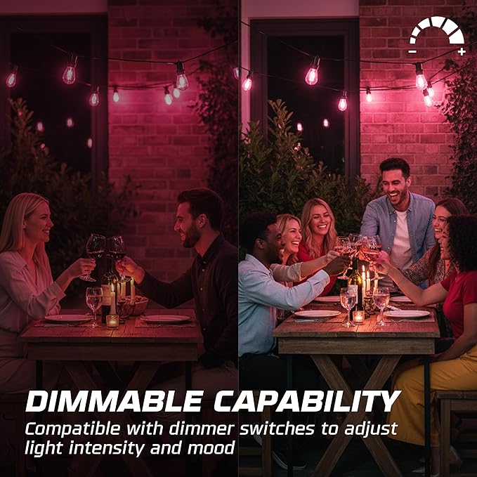 OHLECTRIC Transparent Pink Night Light Bulbs (10-Pack) 11W S14 Sign Bulb, Decorative Light Bulbs, E26 Medium Base, Colorful Bulbs, Dimmable, Sign Replacement Lamp for Indoor & Outdoor Use.Avg Hrs 5000