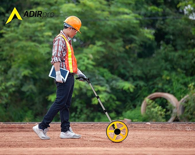 AdirPro Digital Distance Measuring Wheel - Large Digital LCD Display - 12 Commercial Grade Feet-Inch - Free Carrying Bag
