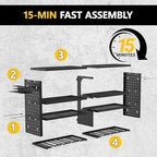 Large Power Tool Organizer Wall Mount, 4 Layer Garage Storage Cordless Tool Organizer with 8 Drills Holder, Heavy Duty Premium Metal Load 400 lbs, Ideal Garage Organization Gifts for Men