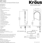 KRAUS Oletto Commercial Style Single Handle Pull Down Kitchen Faucet with QuickDock Top Mount Installation Assembly in Spot Free Antique Champagne Bronze, KPF-2631SFACB