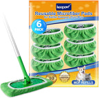 KEEPOW Reusable Wet Pads Refills Compatible with Swiffer Sweeper Mop, Dry Sweeping Cloths, Microfiber Wet Mopping Cloths for Hardwood Floor Cleaning, 6 Pack (Mop is Not Included)