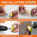 64 PCS 2 Inch Sanding Disc Pad,Hook and Loop Sanding Pads 180 to 3000 Wet Dry Sponge Sandpaper with 1/4” Shank for Drill Sanding Grinder Rotary Tools Curved Surface Polishing and Sanding