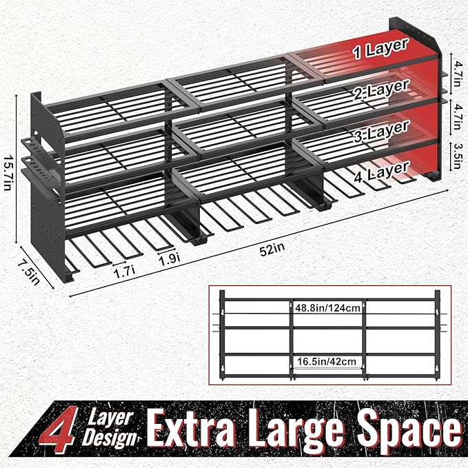 Large Power Tool Organizer Wall Mount-12 Drill Holder, Metal Heavy Duty Garage Tool Storage Shelves with Screwdriver Plier Holder, Gifts Idea for Men Dad Husband