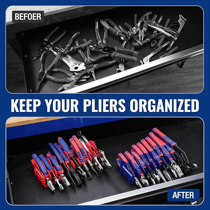 WORKPRO 2-Pack Plier Organizer Rack, Pliers Holder and Cutter Organizers with Non-Slip Rubber Base, 20-Slot Tool Box Organizer, Tool Drawer Organizer, Tool Storage, Plier Rack (Pliers Not Included)