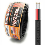National Wire&Cable - 16/2 Tinned Copper Professional Wire (250 Feet) 16 AWG Gauge Stranded PVC Cord - 2 Conductor Electrical Wire - Made in USA - CL Rated/ETL Listed - LED Light, Low Voltage Cable