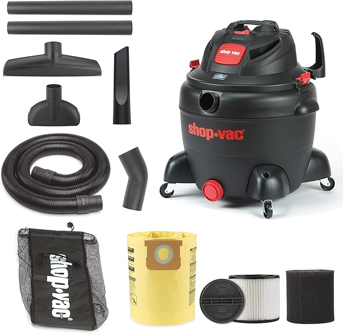 Shop-Vac 8251205 12 Gallon, Wet/Dry Utility Vacuum, 5.5 Peak HP, SVX2 Motor Technology, 2.5 Inch Diameter x 8 Ft Hose, 20 Ft Cord, Black, Includes Blower Port, Ideal for Garage and Workshop