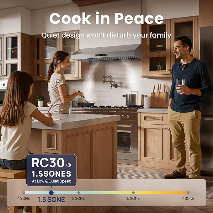 Range hood 36 inch,Stove Hood with Dual Motor 900 CFM,Vent Hood with 1.5 Sones Whisper-Quiet,Kitchen Exhaust Range Hood for Large Kitchen,GU10 LED Lights & Full-Sealed Cavity