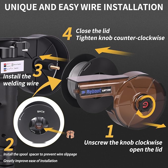 Reboot MIG Welder Spool Gun 13ft LBT150,150Amp MIG Aluminum Welding Torch Works for RBM2500 PRO only
