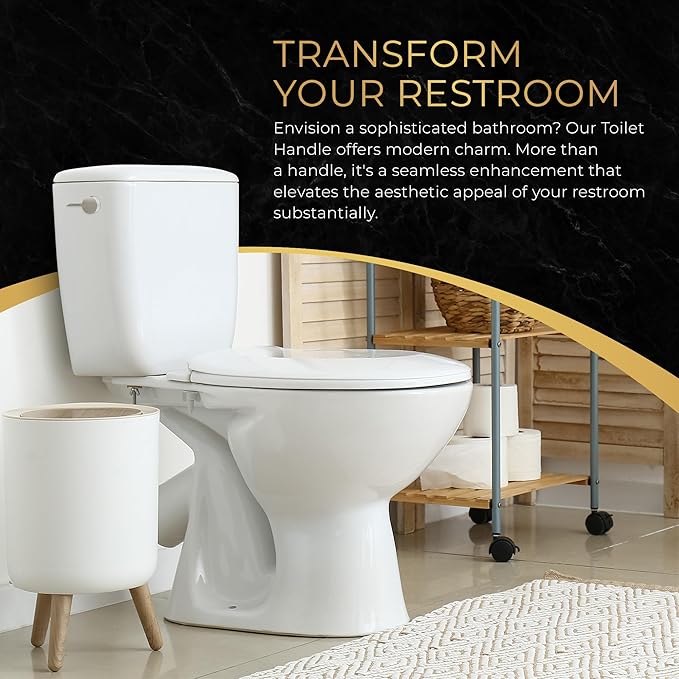 RAVINE Premium Modern Luxury Universal Toilet Handle Replacement, Majestic Collection. Toilet Lever Replacement, Easy Install (Nickel, Side Mount)