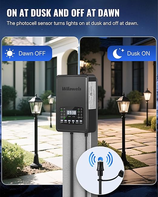 400W Low Voltage Landscape Transformer, 2 Zone Independent Control Landscape Lighting Transformer, 120VAC to 12/14V AC Low Voltage Transformer with Timer & Photocell Sensor ETL Listed D23LT06