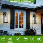 20inch Large Outdoor Wall Lights - 2 Packs Modern Black Exterior Light Fixture with Clear Glass Shade, Waterproof Porch Lighting for House, Farmhouse Sconces Lantern for Front Door, Garage