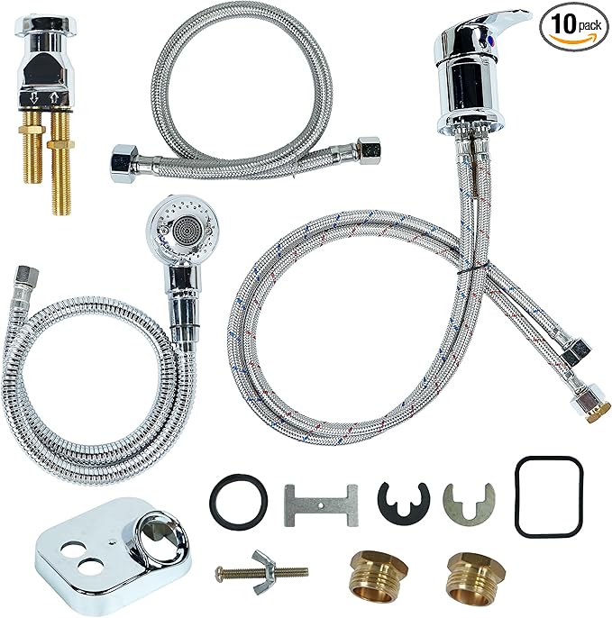 Salon Shampoo Bowl Faucet Vacuum Breaker Kit Spa Beauty Salon Shampoo Bowl Sink Hair Salon Bath Accessories Bathroom Hot Cold Faucet Spray Hose Replacement Set for Backwash Barber Chair