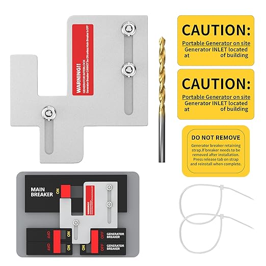 Joinfworld Generator Interlock Kit Compatible with Eaton Cutler Hammer BR and CH Series 150 and 200 amp Panels, Eaton Interlock Kit with 1 1/4 to 1 7/16 Inch Spacing Between Main and Generator Breaker