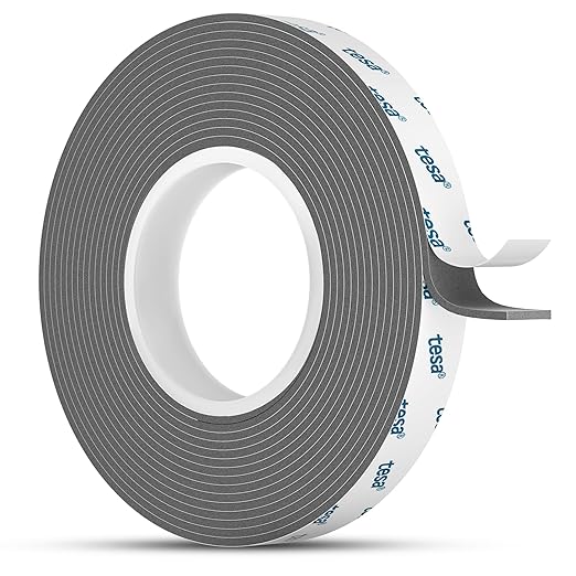 Tesa Double Sided Tape Heavy Duty 0.4in x 10ft 6311, Adhesive Mounting Tape Waterproof, Strong Foam Tape for Walls, Extreme Temp Resistant No Residue Removal Two Sided Tape for Auto, Home, Office