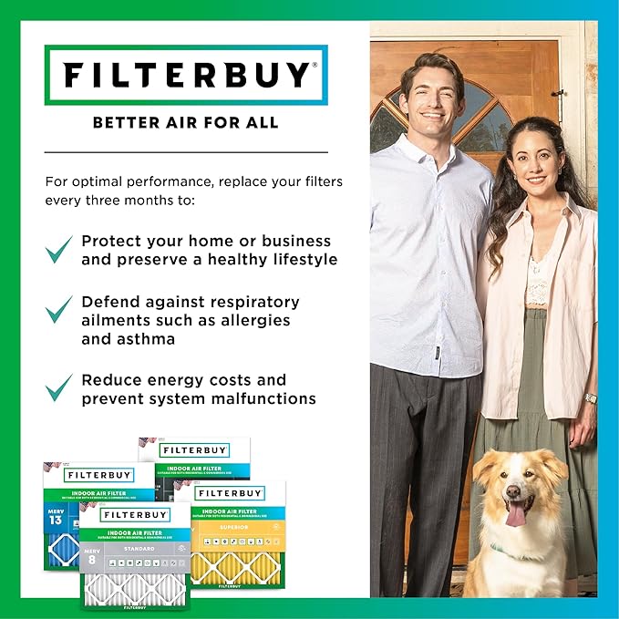 Filterbuy 22x22x1 Air Filter MERV 11 (MPR 1200) Allergen Defense Replacement (4-Pack), Electrostatic Pleated HVAC AC Furnace Filters, Made in USA (Actual Size: 21.50 x 21.50 x 0.75)