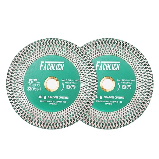 Tile Saw Blade 5" Diamond Blade 2pcs 125mm for Cutting and Grinding Ceramic Tile Porcelain Marble Granite