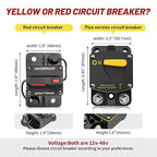 RED WOLF 200A Circuit Breaker Switch Manual Reset DC 12-24V, 5/16"-M8 Stud for Car Audio RV Marine Boat Truck Trolling Motors Stereo Audio Electronic Battery Solar System