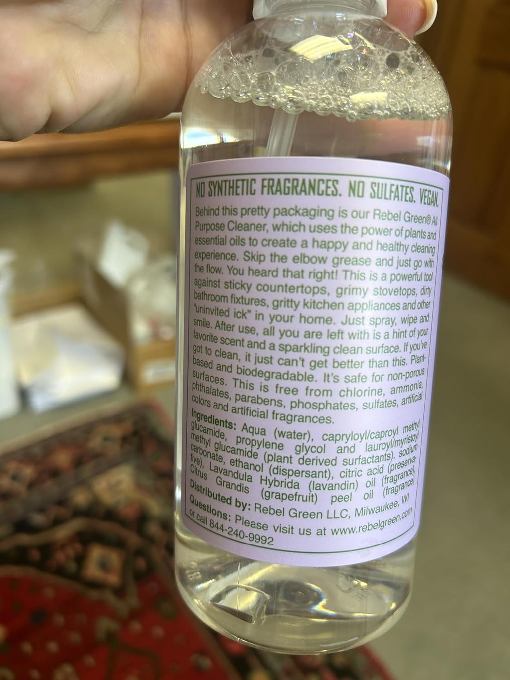 Rebel Green Natural All-Purpose Cleaning Spray - Plant-Based Multi-Surface Cleaner with Essential Oils for Kitchen, Bath, Countertops and More - Lavender & Grapefruit Scent - 16 oz - 2 Pack