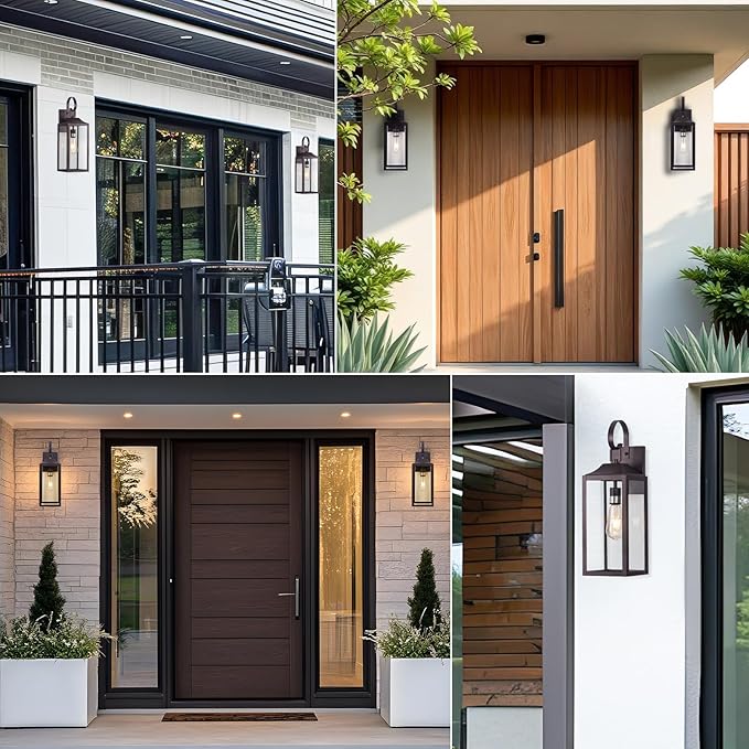 19" Large Outdoor Wall Lantern 2 Pack, Bronze Exterior Lighting Fixtures Porch Light, Outdoor Light Fixtures Waterproof Wall Sconce Lamps Outside Lights for House Patio Garage Porch