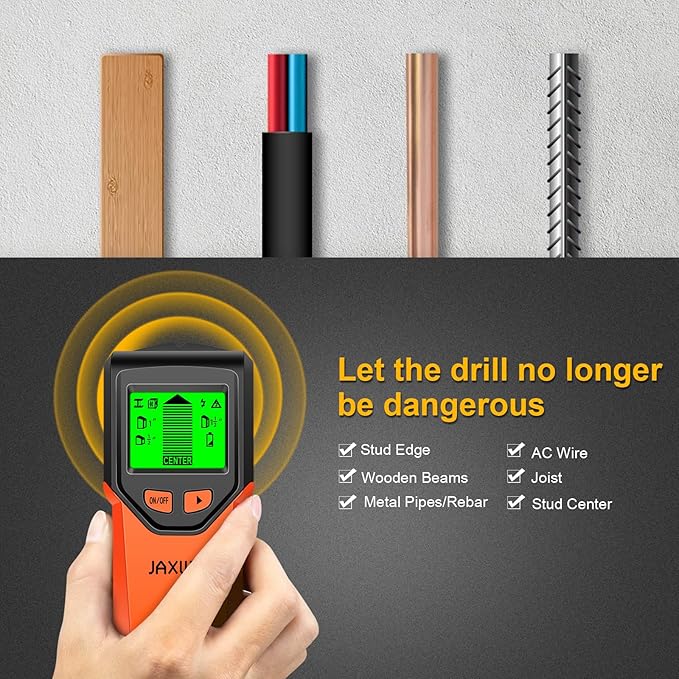 Stud Finder Wall Scanner - 5 in 1 Stud Finder Tool w/Microprocessor Chip and HD LCD Display, Stud Detector Beam Finders for the Center and Edge of Wood AC Wire Metal Studs Joist Pipe (Sunset)