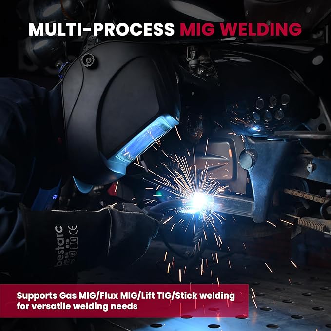 bestarc 165Amp MIG Welder, 110V 220V Flux Core MIG/Lift TIG/Stick 4 in 1 Welder Machine, Large LED Display Welding Machine, IGBT Inverter bestarc Welder MIG165 Soild Gasless Synergy MIG Welder