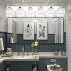 Aipsun Bathroom Vanity Light Fixtures 6 Light Chrome Vanity Light for Bathroom Crystal Vanity Lighting Fixtures (Exclude Bulb)