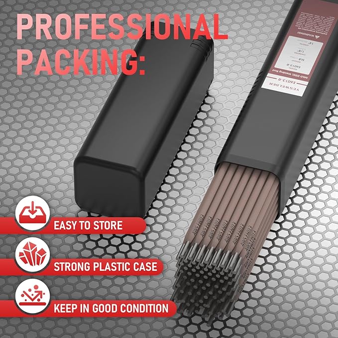 YESWELDER UPGRADED Rutile Material E6013 1/8'' 5LB Welding Rod Carbon Steel Stick Electrodes
