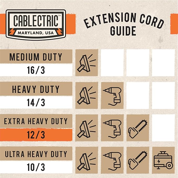 12 Gauge Extension Cord 100 ft, 12/3 SJTW 100 Foot Heavy Duty 3 Prong, Weatherproof Outdoor Power Cord Orange 15 Amp, Great for Major Appliances