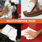 Arkwright Tshirt Box of Rags - 25 lb Box - Low Lint, Streak-Free Multipurpose Professional Cotton Cleaning Cloths for Stain, Paint, Wood, and Grease, White