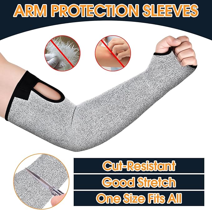 Cut Resistant Sleeves, 1 Pair Protective Sleeves for Arm Protectors for Thin Skin and Bruising with Thumb Hole for Gardening, Welding, Farming, Pet Grooming (Grey)