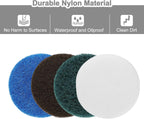 uxcell 16 Pcs 5 Inch Nylon Hoop Scrubbing Pad 120/240 Grits Scrubber Scouring Pads Hoop and Loop Surface Conditioning Drill Scuffing Disc, Green/Brown/Blue/White