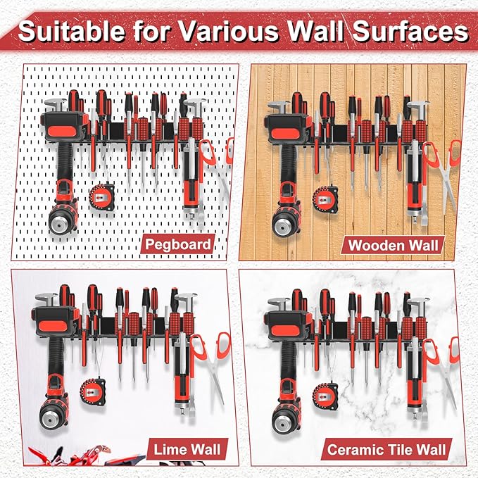 Metal Screwdriver Organizer, Wall Mount Plier Organizer Hammer Holder, Hand Tool Storage Rack for Garage Workshop Workbench(Black, 1PC)