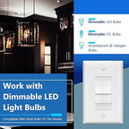 LIDER Combination Dual Dimmer Light Switch Control, 2 Sliding Light Controls, Single Pole, 400W CFL/LED, 600W Incandescent/Halogen Dual Loads Total, UL Listed, Wall Plate Included, White