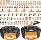 CheeMuii 100 PCS Brass DOT Air Line Fittings with 100FT 1/4" and 100FT 3/8" DOT Air Line Kit Push Lock Air Fitting Quick Connect & NPT Thread Fittings with Pneumatic Tubing