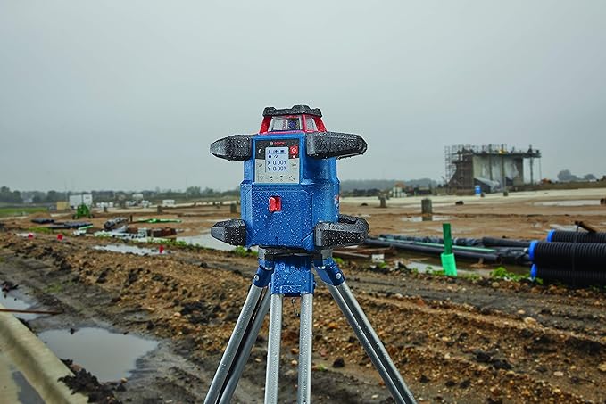 BOSCH GRL4000-80CHV REVOLVE 18V Connected Self-Leveling Horizontal/Vertical Rotary Laser, Includes CORE18V 4 Ah Battery & Charger, Receiver, Wall Mount, Remote Control, Carrying Case, & Accessories