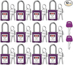 Lockout Tagout Locks with 2 Master Keys｜12-Pack Purple OSHA Loto Lock｜Keyed Different & Laser Coding｜Lock Out Padlock Kits for Machinery & Electrical Panels