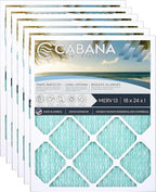Cabana Filters 6-Pack 18x24x1 MERV 13 AC Furnace Air Filter for Home and Office - Indoor HVAC System Filtration Replacement, Captures Unwanted Particles