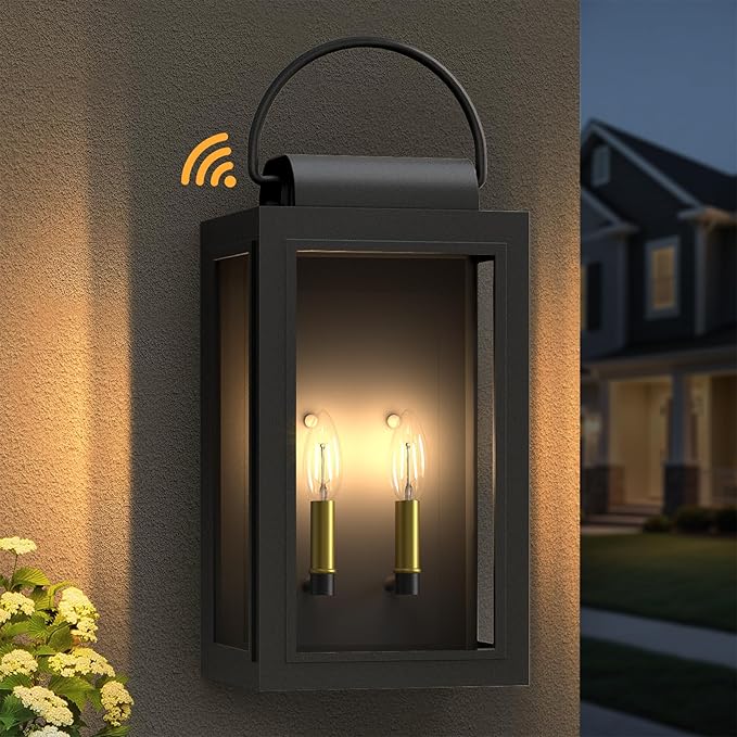 𝟏𝟗𝐈𝐍 Wall Lights Exterior Lighting Fixtures, Dusk to Dawn Outdoor Lighting for House, Large Black Light Outdoor Lanterns for Patio Waterproof, Outside Lights for House Front Porch Decor