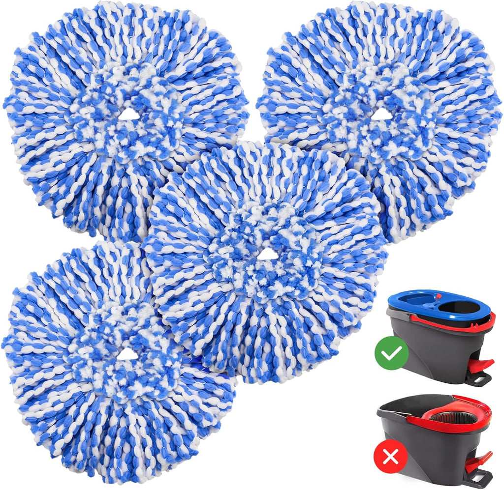4 Pack RinseClean Spin Mop Replacement Head Spin Mop Refills Compatible with O Ceda RinseClean Dual System, Microfiber Mop Easy Cleaning Floor Head Mo-p for Floor Cleaning RinseClean 2 Tank System