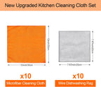 Non Scratch Wire Dishcloth Dishwashing Rag Set 20PCS - Home Essentials Microfiber Cleaning Cloth Absorbent Cleaning Rags, Reusable Soft Kitchen Towels,Multipurpose Metal Dish Cloth