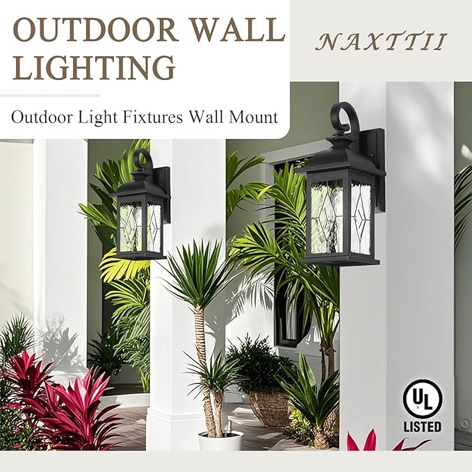 Outdoor Lights for House 15 Inch Outdoor Wall Sconce Matte Black Finish Outdoor Porch Light for Front Door Garage 2 Pack E26 Socket