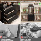 Aheaplus Closet System With 3 Wooden Drawers, Walk-in Wardrobe Organizer, Clothes Rack With 4 Hanging Rods, Garment Rack, -4R, Black