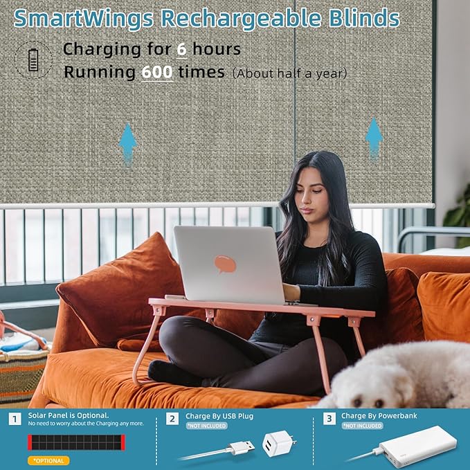 SmartWings Motorized Smart Blinds with Remote, Custom Automatic 100% Blackout Roller Shade Compatible with Alexa/Homekit/Google, Electric Smart Blinds for Indoor Windows, Vigor Sage